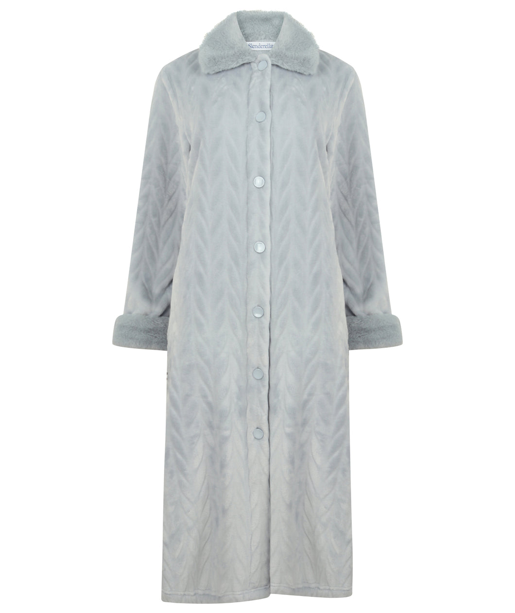 Slenderella Ladies Faux Fur Collar Button Through Dressing Gown (4 Colours)