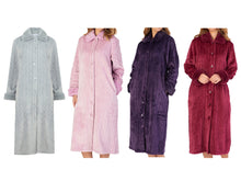 Load image into Gallery viewer, Slenderella Ladies Faux Fur Collar Button Through Dressing Gown (4 Colours)