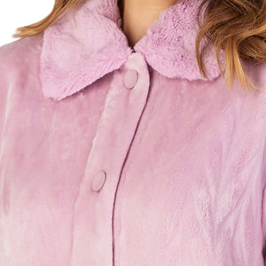Slenderella Ladies Faux Fur Collar Button Through Dressing Gown (4 Colours)