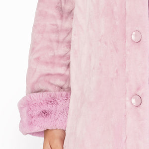 Slenderella Ladies Faux Fur Collar Button Through Dressing Gown (4 Colours)
