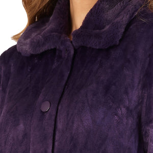 Slenderella Ladies Faux Fur Collar Button Through Dressing Gown (4 Colours)