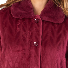 Load image into Gallery viewer, Slenderella Ladies Faux Fur Collar Button Through Dressing Gown (4 Colours)