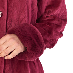 Slenderella Ladies Faux Fur Collar Button Through Dressing Gown (4 Colours)