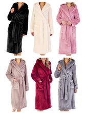 Load image into Gallery viewer, Ladies Slenderella Luxury Fleece Hooded Dressing Gown (6 Colours)