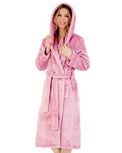 Load image into Gallery viewer, Ladies Slenderella Luxury Fleece Hooded Dressing Gown (6 Colours)