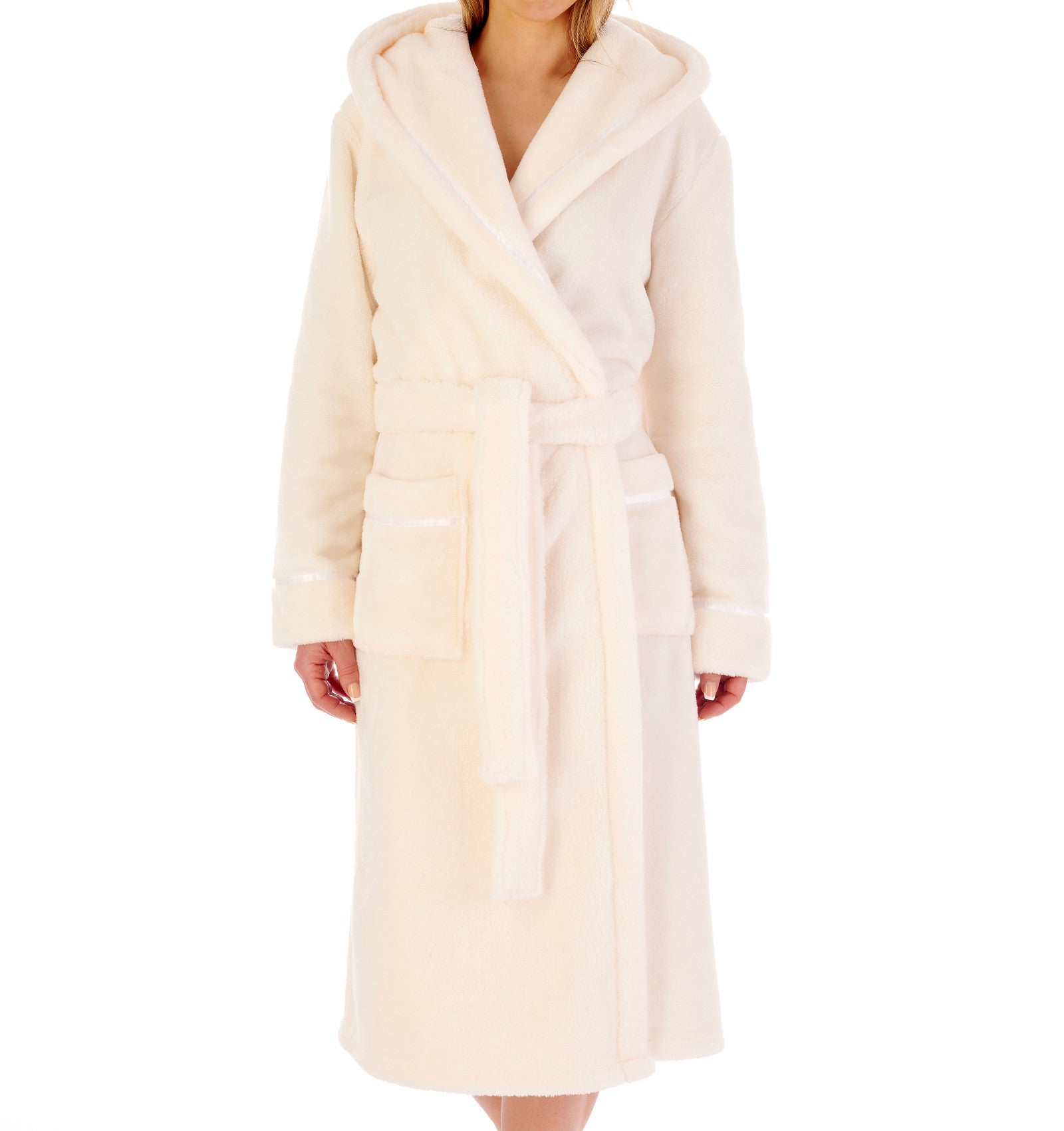 Kinloy Women Fleece Dressing Gown Winter Soft Full Length Towelling Bathrobe  with Zip Fluffy Luxury Lightweight V Neck Housecoat Blue M 8-10 UK :  Amazon.co.uk: Fashion