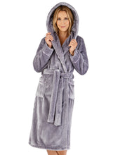 Load image into Gallery viewer, Ladies Slenderella Luxury Fleece Hooded Dressing Gown (6 Colours)