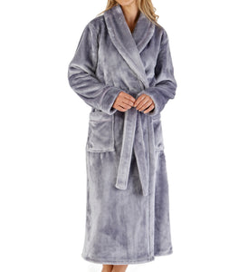 Slenderella Luxury Flannel Fleece Shawl Collar Dressing Gown (5 Colours)