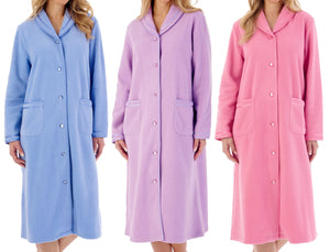Slenderella Anti Pill Polar Fleece Button Up Dressing Gown (3 Colours)