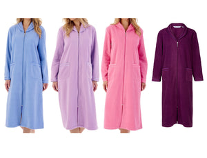 Slenderella Anti Pill Polar Fleece Zip Up Dressing Gown (4 Colours)