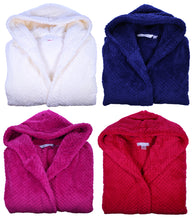 Load image into Gallery viewer, Slenderella Ladies Hooded Waffle Fleece Dressing Gown (4 Colours)