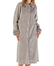 Load image into Gallery viewer, Slenderella Button Front Dressing Gown with Faux Fur Collar (4 Colours)