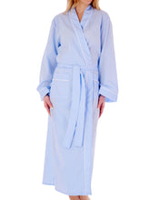 Load image into Gallery viewer, Slenderella Ladies Cotton Dobby Dot Long Dressing Gown (Blue or Pink)