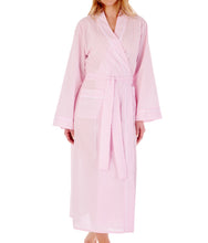 Load image into Gallery viewer, Slenderella Ladies Cotton Dobby Dot Long Dressing Gown Pink - 10/12