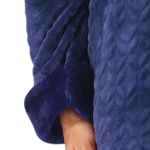 Slenderella Ladies Button Up Faux Fur Collar Dressing Gown (4 Colours)