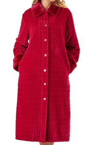 Slenderella Ladies Button Up Faux Fur Collar Dressing Gown (4 Colours)