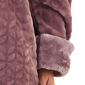 Slenderella Ladies Button Up Faux Fur Collar Dressing Gown (4 Colours)