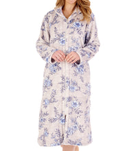 Load image into Gallery viewer, Slenderella Ladies Floral Fleece Zip Up Dressing Gown (2 Colours)
