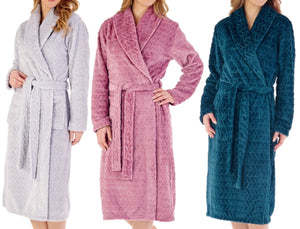 Slenderella Ladies Chevron Fleece Wrap Dressing Gown (3 Colours)