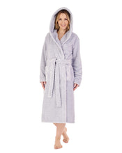 Load image into Gallery viewer, Slenderella Ladies Chevron Fleece Hooded Dressing Gown (3 Colours)