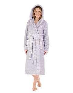 Slenderella Ladies Chevron Fleece Hooded Dressing Gown (3 Colours)