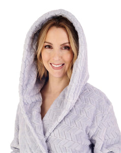 Slenderella Ladies Chevron Fleece Hooded Dressing Gown (3 Colours)