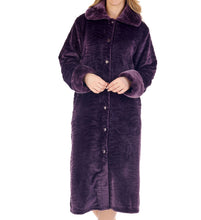 Load image into Gallery viewer, Slenderella Zebra Fleece Button Dressing Gown with Faux Fur Collar (3 Colours)