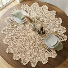 Load image into Gallery viewer, Crochet Lace Tablecloth 91cm Round 100% Cotton Traditional Table Topper (White or Natural)