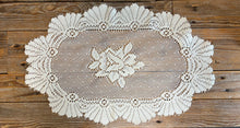 Load image into Gallery viewer, Cream Lace Runner/Tray Cloth 12 x 18 Oval