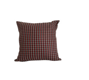 Coral & Grey Check Cushion Cover Pair 43cm x 43cm