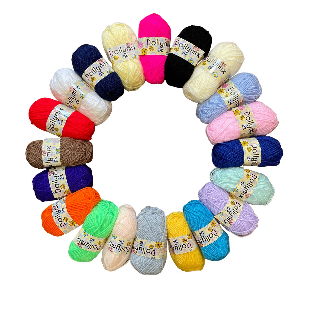 King Cole Dolly Mix DK Craft Toy Making Knitting Yarn 20 Colours x 25g Ball Pack