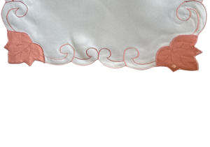 Single Chair Back with Embroidered Pink Leaf Design