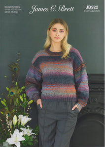 James Brett Double Knit Knitting Pattern Ladies Sweater (JB922)