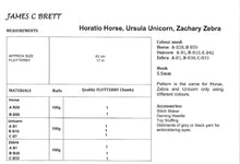Load image into Gallery viewer, James Brett Chunky Crochet Pattern – Horatio Horse, Ursula Unicorn &amp; Zachary Zebra JB933