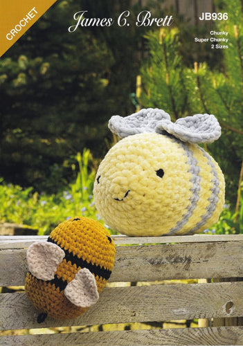 James Brett Chunky Crochet Pattern Bonnie & Bruce Bumble Bees (JB936)