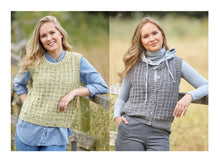 Load image into Gallery viewer, King Cole Double Knitting Pattern - Ladies Waistcoat &amp; Button Up Tank Top (6100)