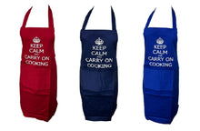 Load image into Gallery viewer, Novelty &quot;Keep Calm and Carry On Cooking&quot; Bib Apron (3 Colours)