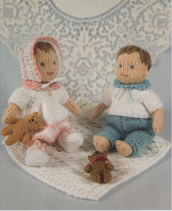 Knits & Pieces Double Knit 4Ply Knitting Pattern Elizabeth & Daniel Dolls KP-21