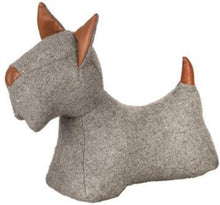 Load image into Gallery viewer, Dog Door Stop - Tweed &amp; Faux Leather (Dachshund or Scottie)