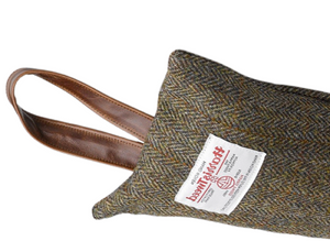 Harris Tweed Herringbone Draught Excluder with Leather Handle