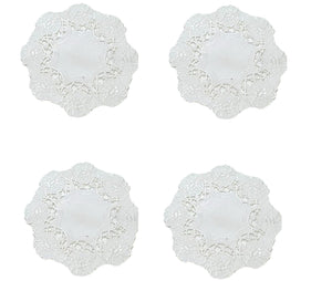 Pack of 4 Embroidered Floral Doilies Cream or White (3 Sizes)