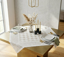Load image into Gallery viewer, Crochet Lace Tablecloth 91cm x 91cm 100% Cotton Traditional Table Topper (White or Natural)
