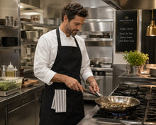 Load image into Gallery viewer, Black Professional Cotton Bib Apron with Front &amp; Pen Pocket (Single or Multi-Pack)