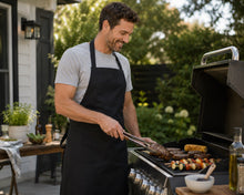 Load image into Gallery viewer, Black Professional Cotton Bib Apron with Front &amp; Pen Pocket (Single or Multi-Pack)