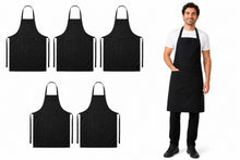 Load image into Gallery viewer, Black Professional Cotton Bib Apron with Front &amp; Pen Pocket (Single or Multi-Pack)