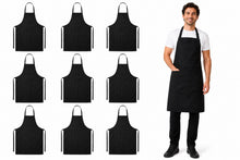 Load image into Gallery viewer, Black Professional Cotton Bib Apron with Front &amp; Pen Pocket (Single or Multi-Pack)