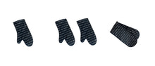 Load image into Gallery viewer, Mealtime Script Quilted Cotton Gauntlet, Pair of Gauntlets or Double Oven Glove