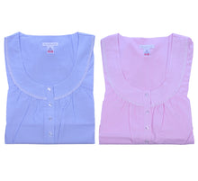 Load image into Gallery viewer, Slenderella Ladies Striped Cotton Nightdress (Blue or Pink)