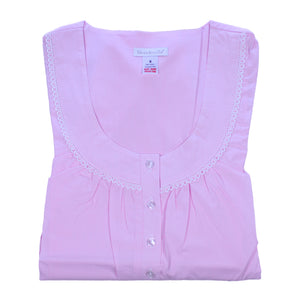 Slenderella Ladies Striped Cotton Nightdress (Blue or Pink)