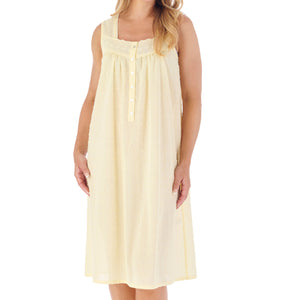 Slenderella Ladies Sleeveless Circular Dobby Dot Cotton Nightie (3 Colours)